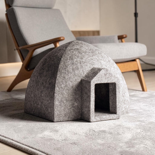 Nexlon™ Architectural Felt Pet Den - Eco-Friendly Scandi-Style Semi-Enclosed Cat & Dog Bed